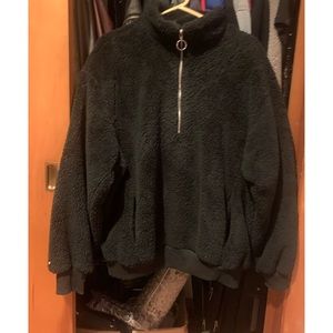 Impressions Boutique Black Half Zip Sherpa